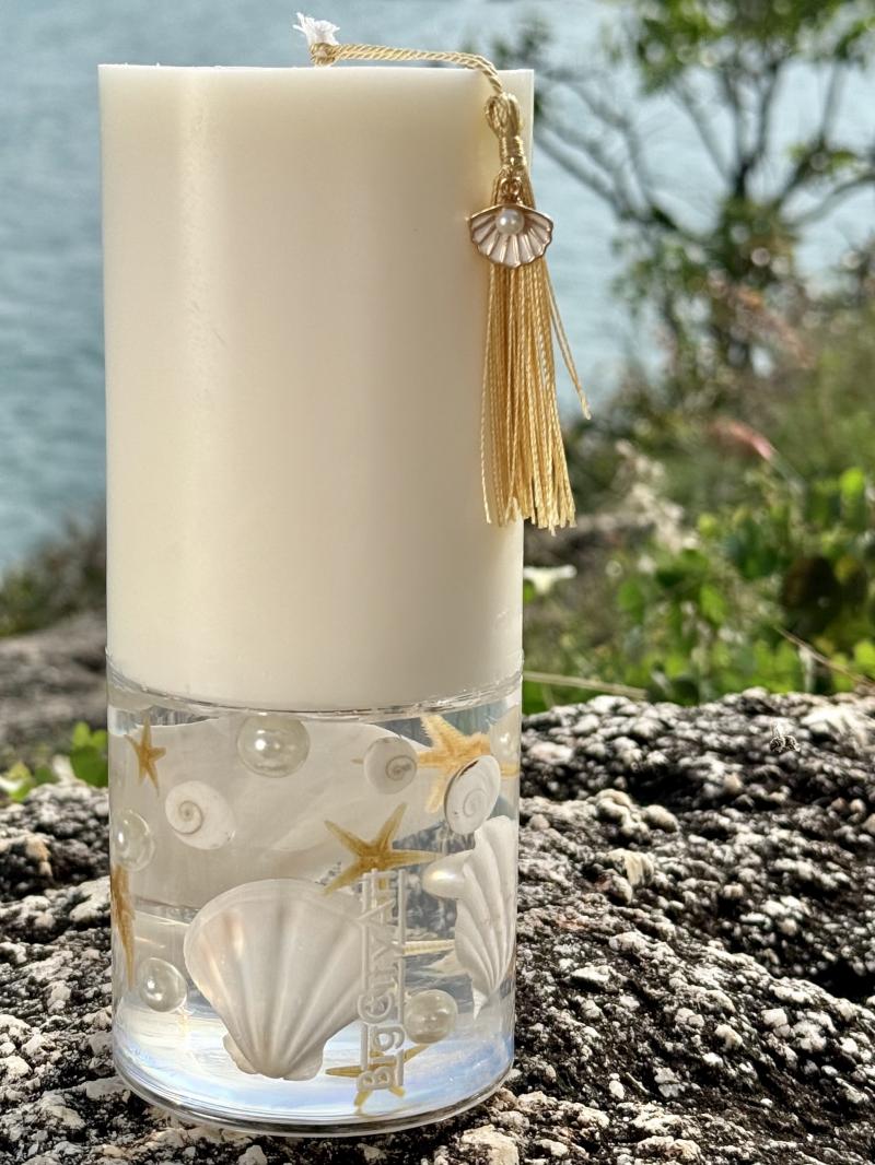 005 Ocean Star Soy Candle with Shell & Pearl Resin – Designed on Koh Samui