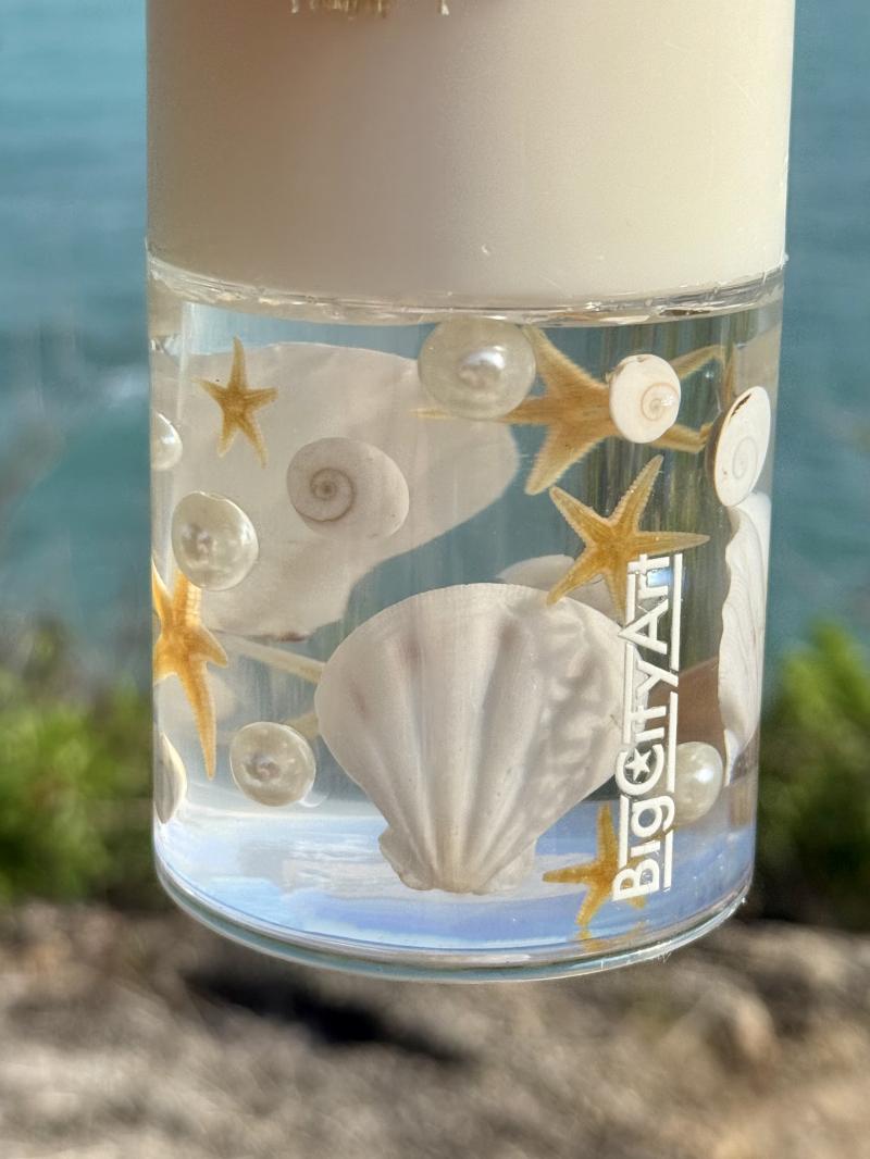 005 Ocean Star Soy Candle with Shell & Pearl Resin – Designed on Koh Samui