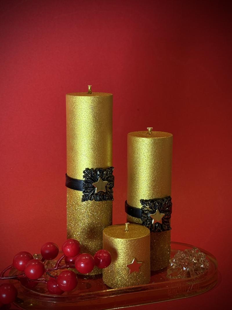 008 Golden Soy Candle Set with Decorative Tray – Designed on Koh Samui