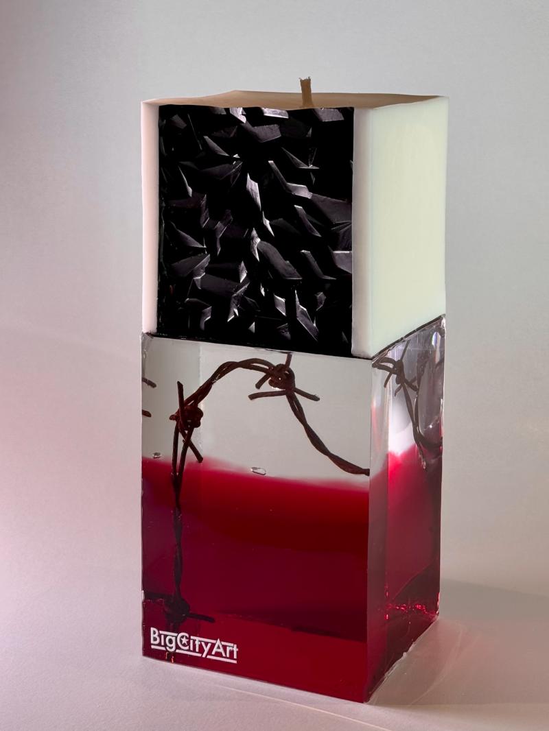 022 Barbed Emotions – Art Soy Candle in Epoxy Block