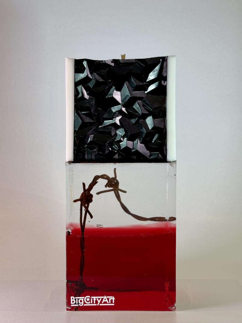 022 Barbed Emotions – Art Soy Candle in Epoxy Block